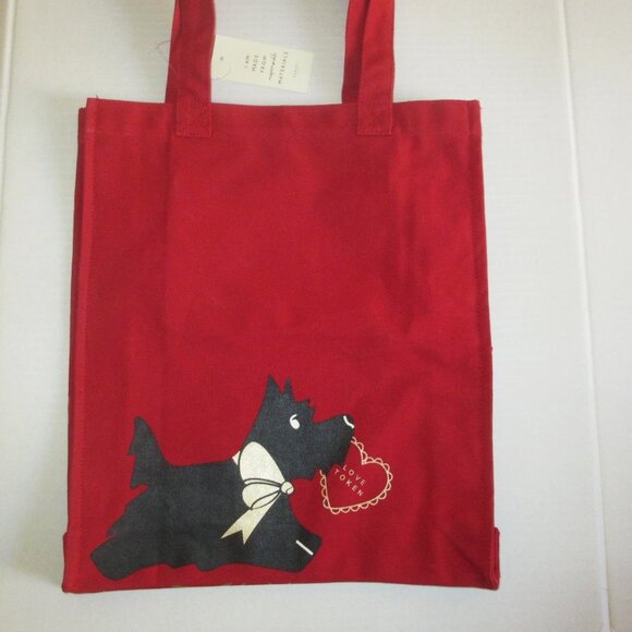 Radley London Love Token Canvas Tote Bag Scottie Dog Gold Hearts Red - Picture 9 of 13